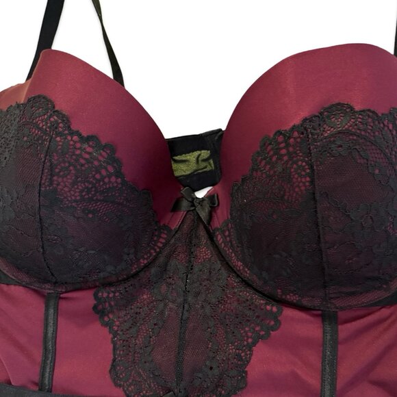 Torrid Curve Dark Red Lace Push Up Slip Dress / Lingerie - Size 1X - Picture 8 of 10